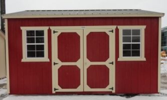 Old Hickory Sheds 10'x16' Side Utility Shed Painted Red Front View