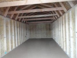 Old Hickory Sheds 12'x24' Lofted Barn Painted Gap Gray with Metal Roof Inside View