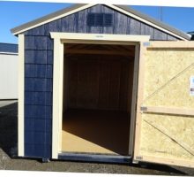 Old Hickory Sheds 8'x12' Economy Utility Shed Painted Blue Door Open View