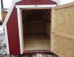 Old Hickory Sheds 8'x12' Mini Barn Painted Red Open Door View