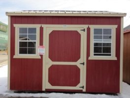 Old Hickory Sheds 8'x12' Side Utility Shed Painted Red Front View