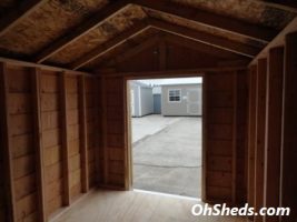 Old Hickory Sheds 8'x12' Economy Utility Shed Stained Honey Gold with Metal Roof Inside View