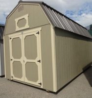 Old Hickory Sheds 10'x20' Lofted Barn Painted Gap Gray with Metal Roof Side View