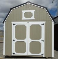 Old Hickory Sheds 10'x24' Lofted Barn Painted Buckskin with Metal Roof Front View
