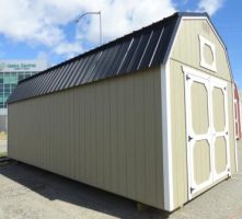 Old Hickory Sheds 10'x24' Lofted Barn Painted Buckskin with Metal Roof Side View