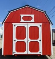 Old Hickory Sheds 12'x24' Lofted Barn Painted Red with Metal Roof Front View