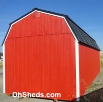 Old Hickory Sheds 12'x24' Lofted Barn Painted Red with Black Metal Roof Back View