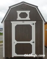 Old Hickory Sheds 8'x12' Lofted Barn Painted Clay with Charcoal Metal Roof Front View