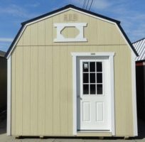 Old Hickory Sheds 12'24' Lofted Cabin Painted Navajo with Metal Roof Front View