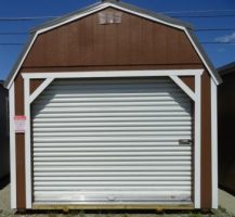 Old Hickory Sheds 12'x24' Lofted Barn Garage Painted Brown with Metal Roof Front View