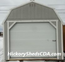 Old Hickory Sheds 12'x24' Barn Garage Painted Gap Gray with Silver Metal Roof Front View