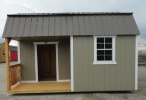 Old Hickory Sheds 10'x16' Lofted Barn Side Porch Painted Clay with Metal Roof Side View