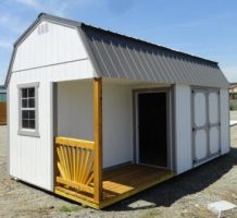 Old Hickory Sheds 10'x16' Lofted Barn Side Porch Painted White with Metal Roof Porch View