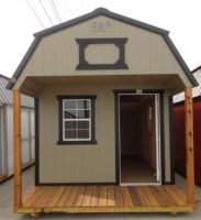 Old Hickory Sheds 10'x20' Lofted Front Porch Painted Clay with Metal Roof Porch View