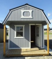 Old Hickory Sheds 10'x20' Lofted Front Porch Painted Gap Gray with Metal Roof Front View