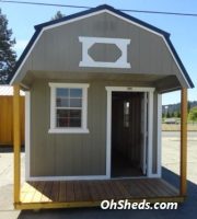 Old Hickory Sheds 10'x20' Lofted Front Porch Painted Clay with Black Metal Roof Front View