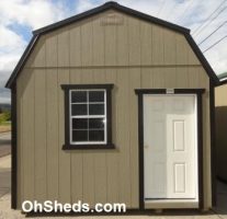 Old Hickory Sheds 12'x24' Lofted Garage Painted Clay with Black Metal Roof Back View