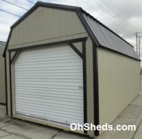 Old Hickory Sheds 12'x24' Lofted Garage Painted Clay with Black Metal Roof Side View