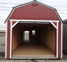 Old Hickory Sheds 12'x28' Lofted Garage Painted Red Front View