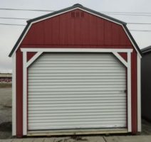 Old Hickory Sheds 12'x28' Lofted Garage Painted Red Front View