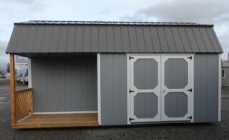 Old Hickory Sheds 10'x20' Lofted Side Porch Painted Gap Gray Front View