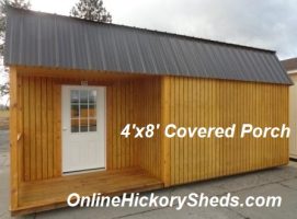 Old Hickory Sheds 10'x20' Lofted Side Porch Stained Honey Gold Front View