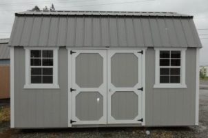 Old Hickory Sheds 10'x16' Side Lofted Barn Painted Gap Gray with Metal Roof Front View