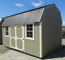 Old Hickory Sheds 10'x16' Side Lofted Barn Painted Gap Gray with Metal Roof Side View