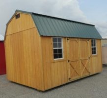 Old Hickory Sheds 10'x16' Side Lofted Barn Stained Honey Gold with Metal Roof Side View