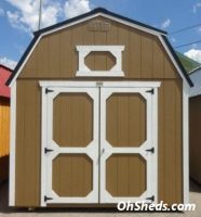 Old Hickory Sheds 10'x16' Lofted Barn Painted Clay with Black Metal Roof Front View
