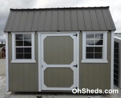 Old Hickory Sheds 8'x12' Side Lofted Barn Painted Clay with Black Metal Roof Front View