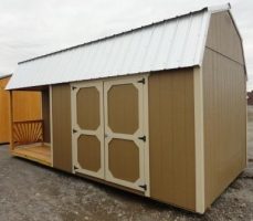 Old Hickory Sheds 10'x20' Lofted Side Porch Painted Clay with Metal Roof Side View
