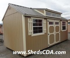 Old Hickory Sheds 10'x20' Side Utility Dormer Painted Clay with Silver Metal Roof Side View