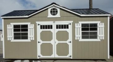 Old Hickory Sheds 10'x20' Side Utility Gable Dormer Painted Clay with Metal Roof Front View