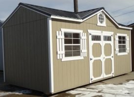 Old Hickory Sheds 10'x20' Side Utility Gable Dormer Painted Clay with Metal Roof Side View