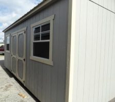Old Hickory Sheds 10'x20' Utility Shed Painted Gap Gray with Metal Roof Side View