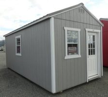 Old Hickory Sheds 10'x20' Utility Cabin Painted Gap Gray with Metal Roof Side View