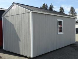Old Hickory Sheds 10'x20' Utility Cabin Painted Gap Gray with Metal Roof Back View