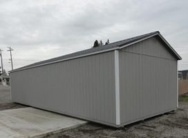 Old Hickory Sheds 16'x40' Utility Cabin Painted Gap Gray Back Side View