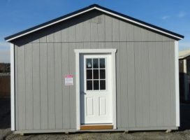 Old Hickory Sheds 16'x40' Utility Cabin Painted Gap Gray Front View
