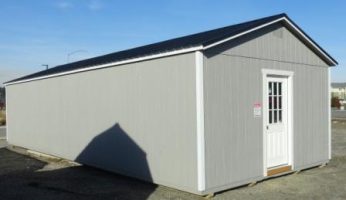 Old Hickory Sheds 16'x40' Utility Cabin Painted Gap Gray Side View