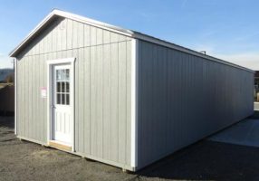 Old Hickory Sheds 16'x40' Utility Cabin Painted Gap Gray Side View