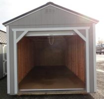 Old Hickory Sheds 10'x20' Utility Garage Painted Gap Gray Front View Door Open