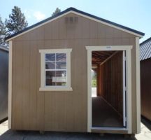 Old Hickory Sheds 12'x24' Utility Garage Painted Buckskin with Metal Roof Back View