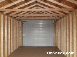Old Hickory Sheds 12'x24' Utility Garage Painted Clay with Black Metal Roof Inside View