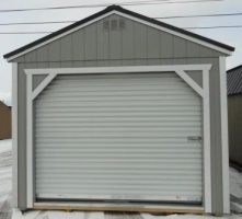 Old Hickory Sheds 12'x24' Utility Garage Painted Gap Gray with Metal Roof Front View