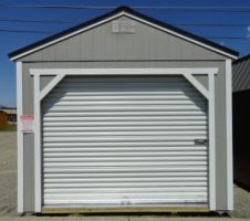 Old Hickory Sheds 12'x24' Utility Garage Painted Gap Gray with Metal Roof Front View