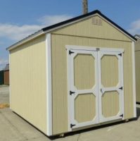 Old Hickory Sheds 10'x12' Utility Shed Painted Navajo with Metal Roof Side View