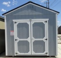 Old Hickory Sheds 10'x12' Utility Shed Painted Shadow Gray with Metal Roof Front View