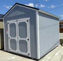 Old Hickory Sheds 10'x12' Utility Shed Painted Shadow Gray with Metal Roof Side View